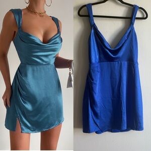 NWT Runaway Sz M Havanna Electric Royal Blue Satin Party Mini Dress